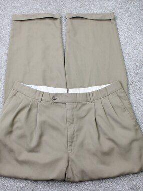VTG Givenchy Monsieur Pants Mens 38x32 Beige Pleated Cuffed Straight Leg